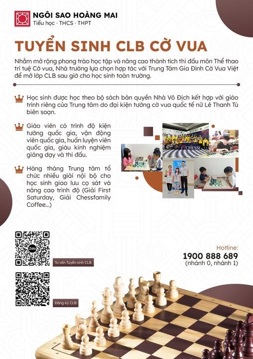CLB cờ vua Ngôi Sao Hoàng Mai: chắp cánh ước mơ cho các “Đại kiện tướng” tương lai