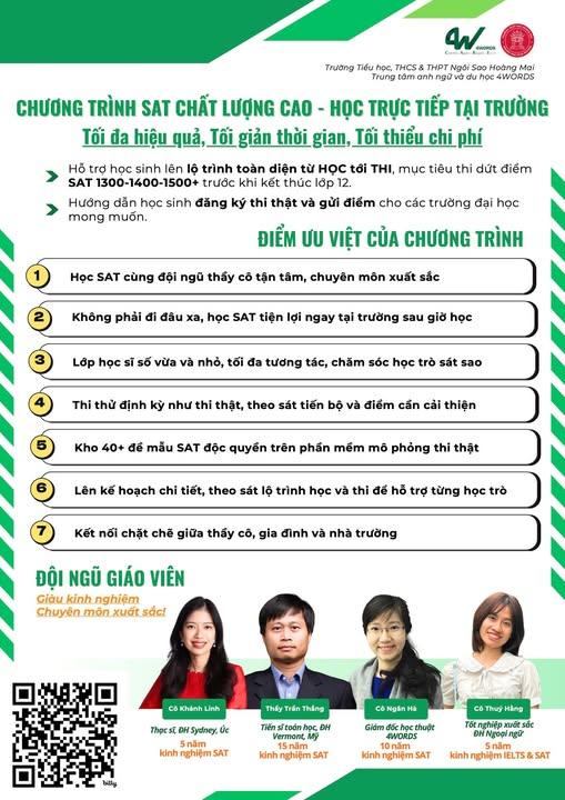 Khởi động chương trình SAT chất lượng cao với sự đồng hành của trung tâm 4Words tại Ngôi Sao Hoàng Mai