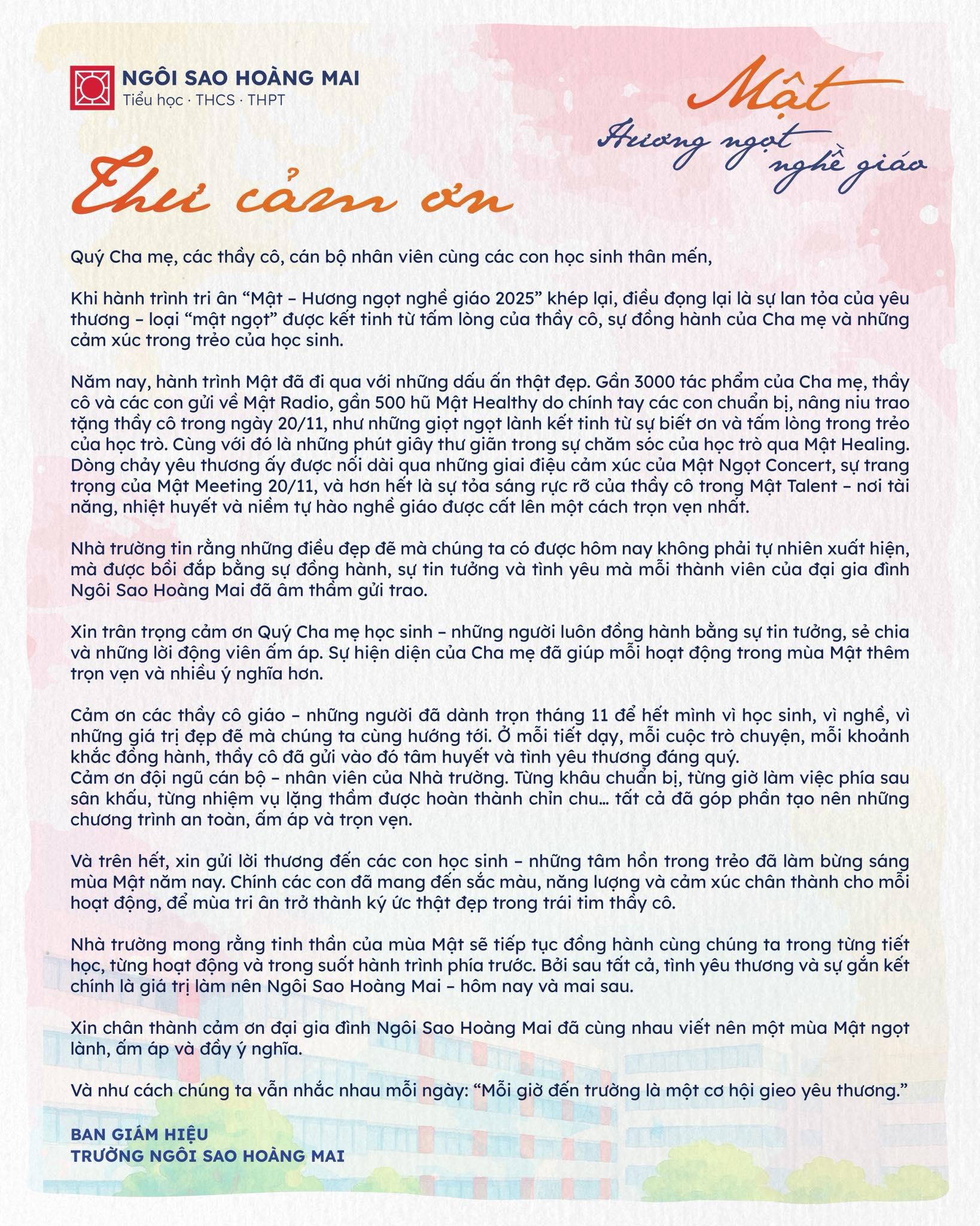 MẬT - HƯƠNG NGỌT NGHỀ GIÁO l KHÉP LẠI MỘT MÙA TRI ÂN NGỌT LÀNH, LAN TỎA YÊU THƯƠNG