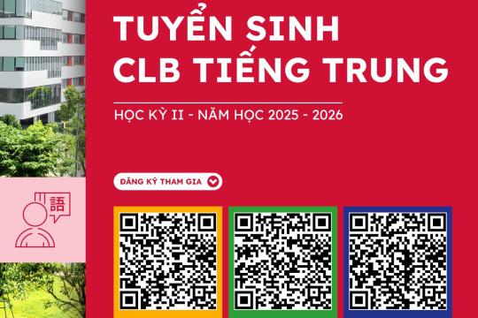 TUYỂN SINH CÂU LẠC BỘ TIẾNG TRUNG - NÂNG TẦM HỘI NHẬP -  MỞ CÁNH CỬA TƯƠNG LAI