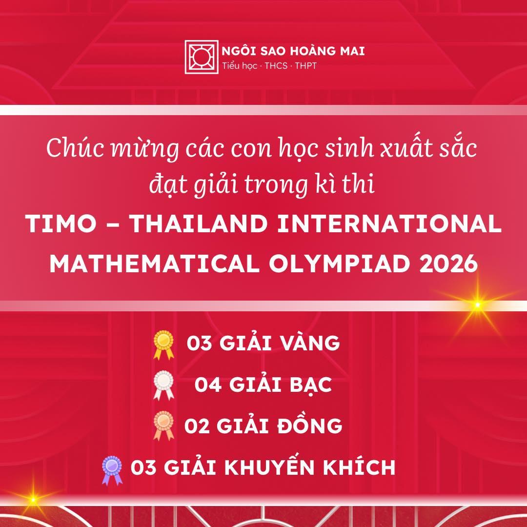 12 HOMER XUẤT SẮC ĐẠT GIẢI TẠI KỲ THI TOÁN HỌC QUỐC TẾ TIMO TẠI THÁI LAN