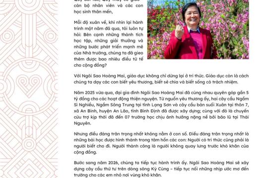 THƯ NGỎ ĐẦU XUÂN 2026 – HÀNH TRÌNH THIỆN NGUYỆN NGÔI SAO HOÀNG MAI
