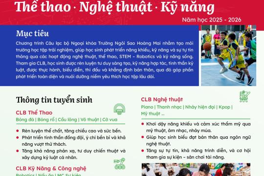 CHÍNH THỨC MỞ ĐĂNG KÝ CÂU LẠC BỘ NGOẠI KHÓA HỌC KỲ II NĂM 2025 - 2026