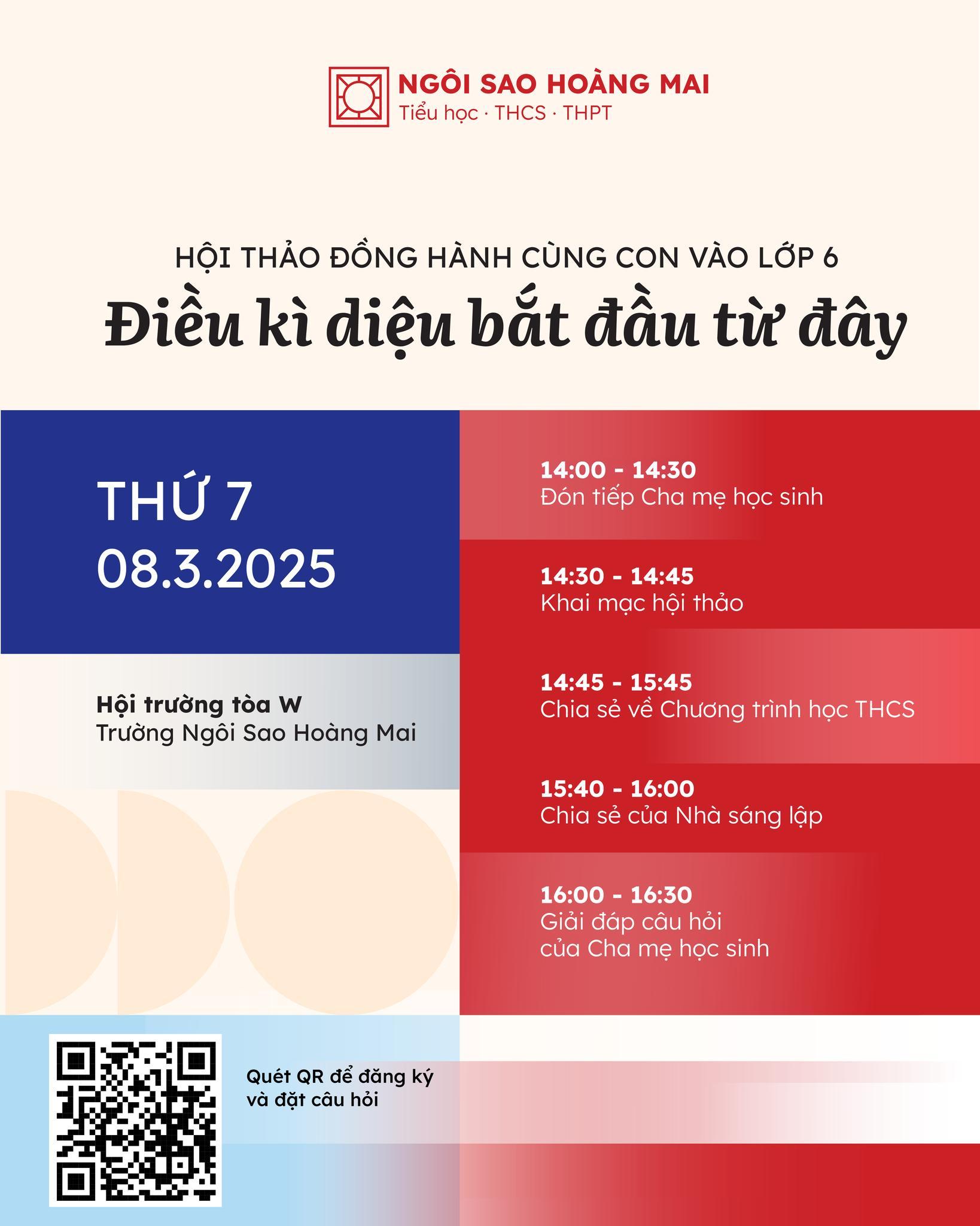 Cùng chờ đón chương trình hội thảo: Lộ trình học tập cấp THCS tại Ngôi sao Hoàng Mai