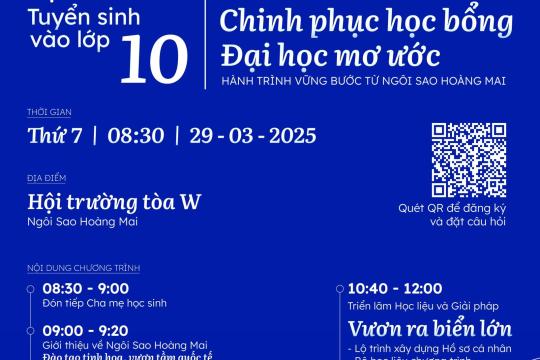 Chương trình hội thảo tuyển sinh vào lớp 10: Chinh phục học bổng đại học mơ ước - hành trình vững bước từ Ngôi sao Hoàng Mai