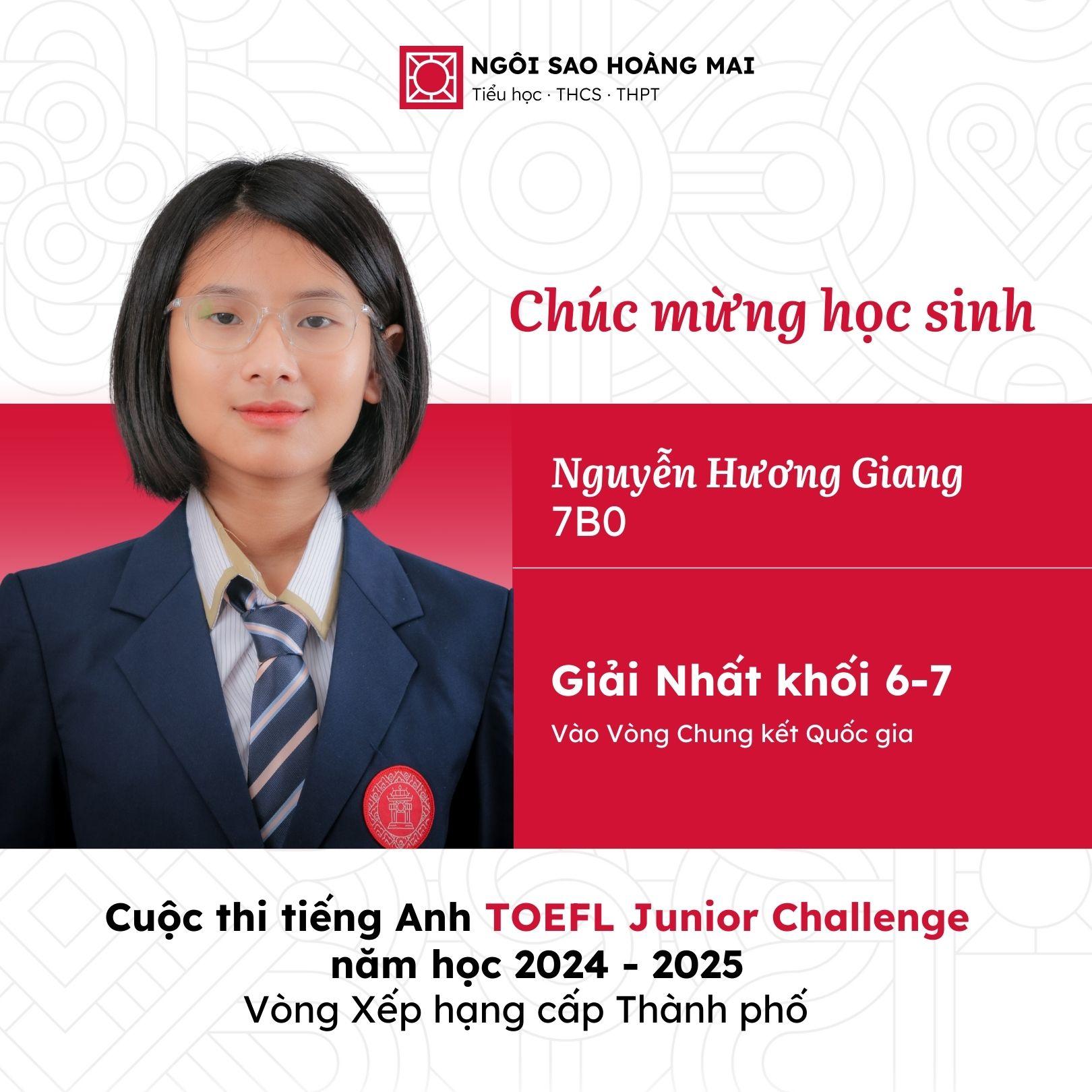 HỌC SINH THCS NGÔI SAO HOÀNG MAI XUẤT SẮC TIẾN VÀO VÒNG CHUNG KẾT QUỐC GIA CUỘC THI TOEFL JUNIOR CHALLENGE NĂM HỌC 2024 - 2025