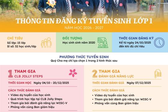 THÔNG BÁO THÔNG TIN ĐĂNG KÍ TUYỂN SINH LỚP 1 NĂM HỌC 2026 – 2027
