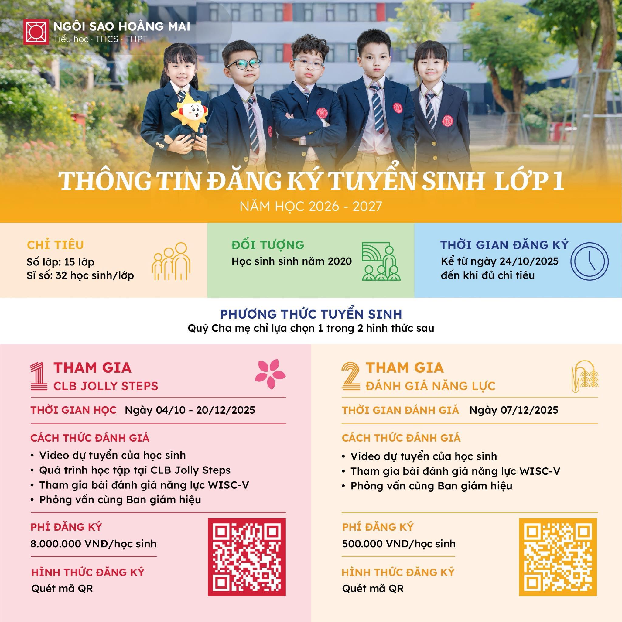 THÔNG BÁO THÔNG TIN ĐĂNG KÍ TUYỂN SINH LỚP 1 NĂM HỌC 2026 – 2027