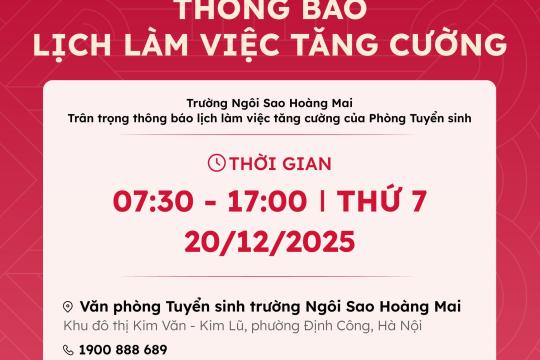 THÔNG BÁO LỊCH LÀM VIỆC TĂNG CƯỜNG