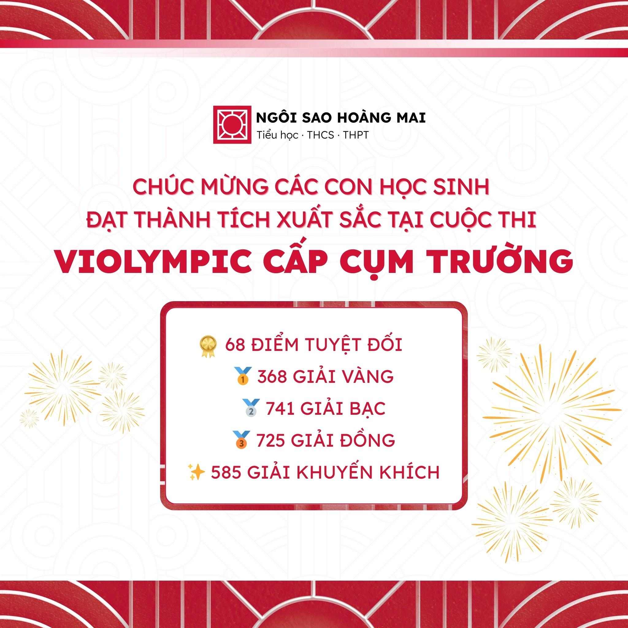 2.419 GIẢI THƯỞNG | 68 ĐIỂM TUYỆT ĐỐI 300/300 | 368 🥇l 741 🥈l 725 🥉l 585 🎖️ TẠI SÂN CHƠI VIOLYMPIC CẤP CỤM TRƯỜNG