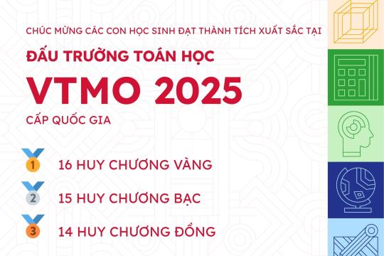 16 HUY CHƯƠNG VÀNG – 15 HUY CHƯƠNG BẠC – 14 HUY CHƯƠNG ĐỒNG l NGÔI SAO HOÀNG MAI RỰC SÁNG TẠI ĐẤU TRƯỜNG TOÁN HỌC VTMO CẤP QUỐC GIA