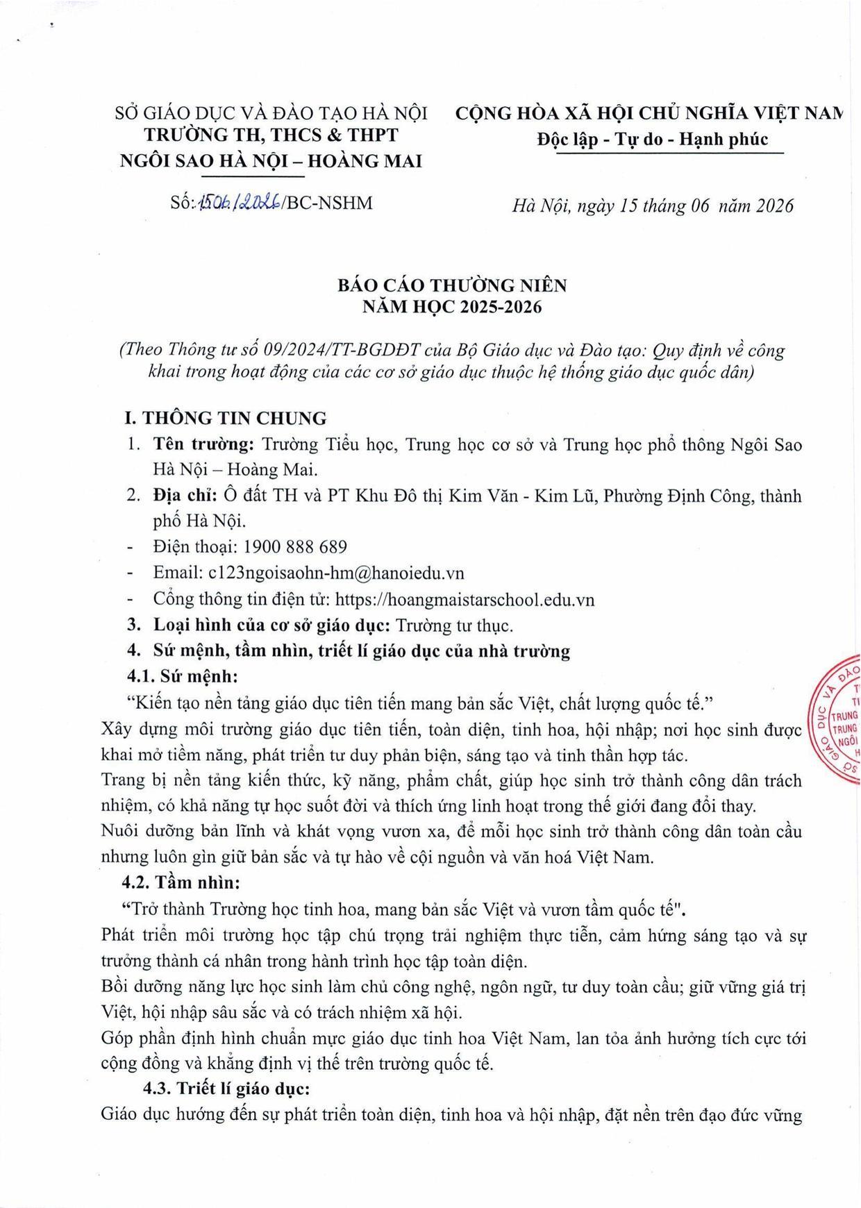 Báo cáo thường niên năm học 2025-2026 - trang 1