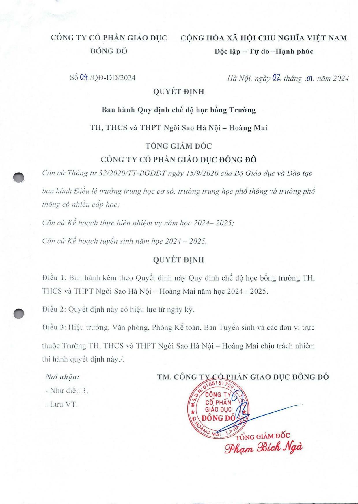 Quyết định số 04/QĐ-DD/2024 - trang 1