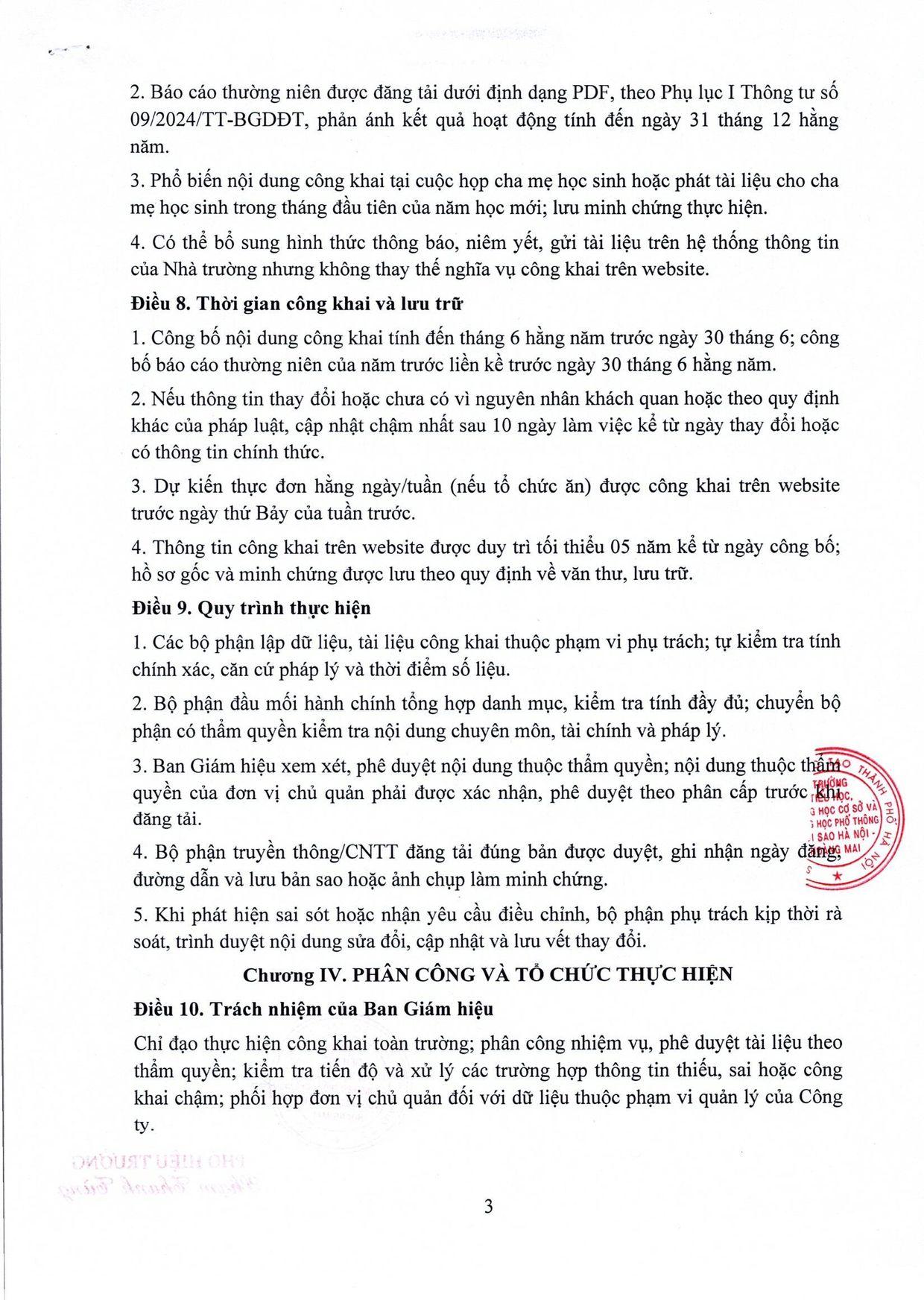 Quy chế thực hiện công khai trong hoạt động của Nhà trường - trang 3