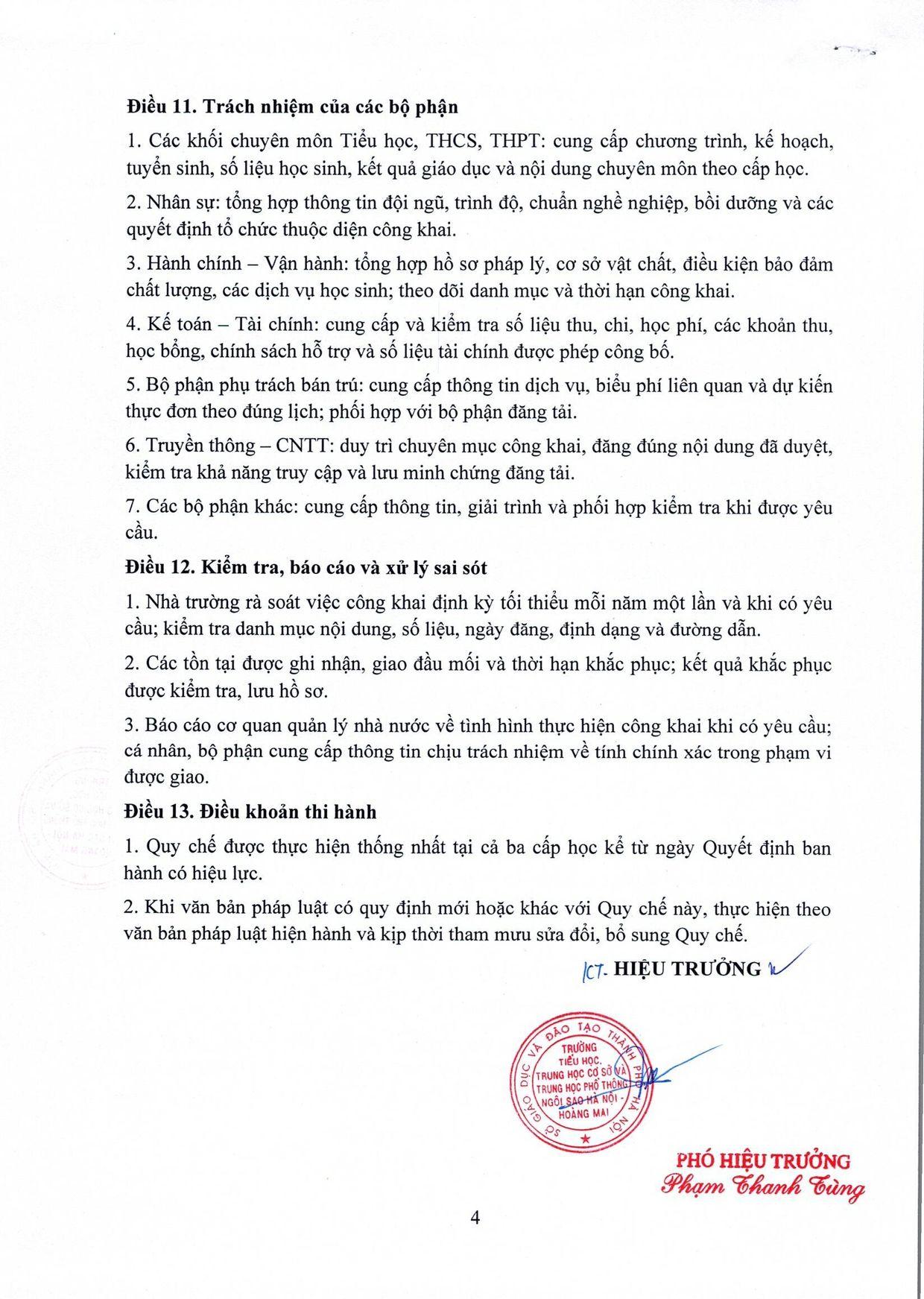 Quy chế thực hiện công khai trong hoạt động của Nhà trường - trang 4