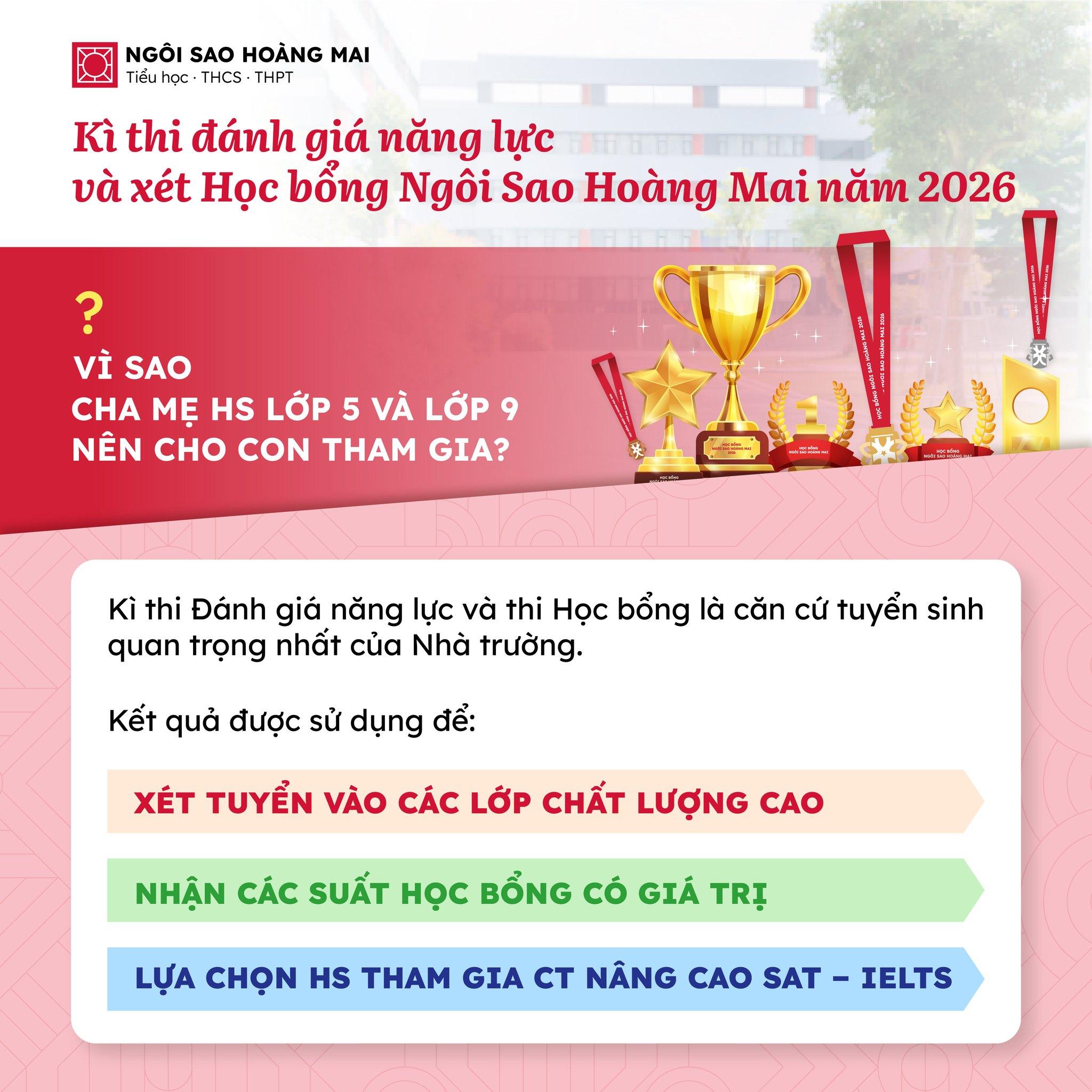 KỲ THI ĐÁNH GIÁ NĂNG LỰC & XÉT HỌC BỔNG NGÔI SAO HOÀNG MAI 2026