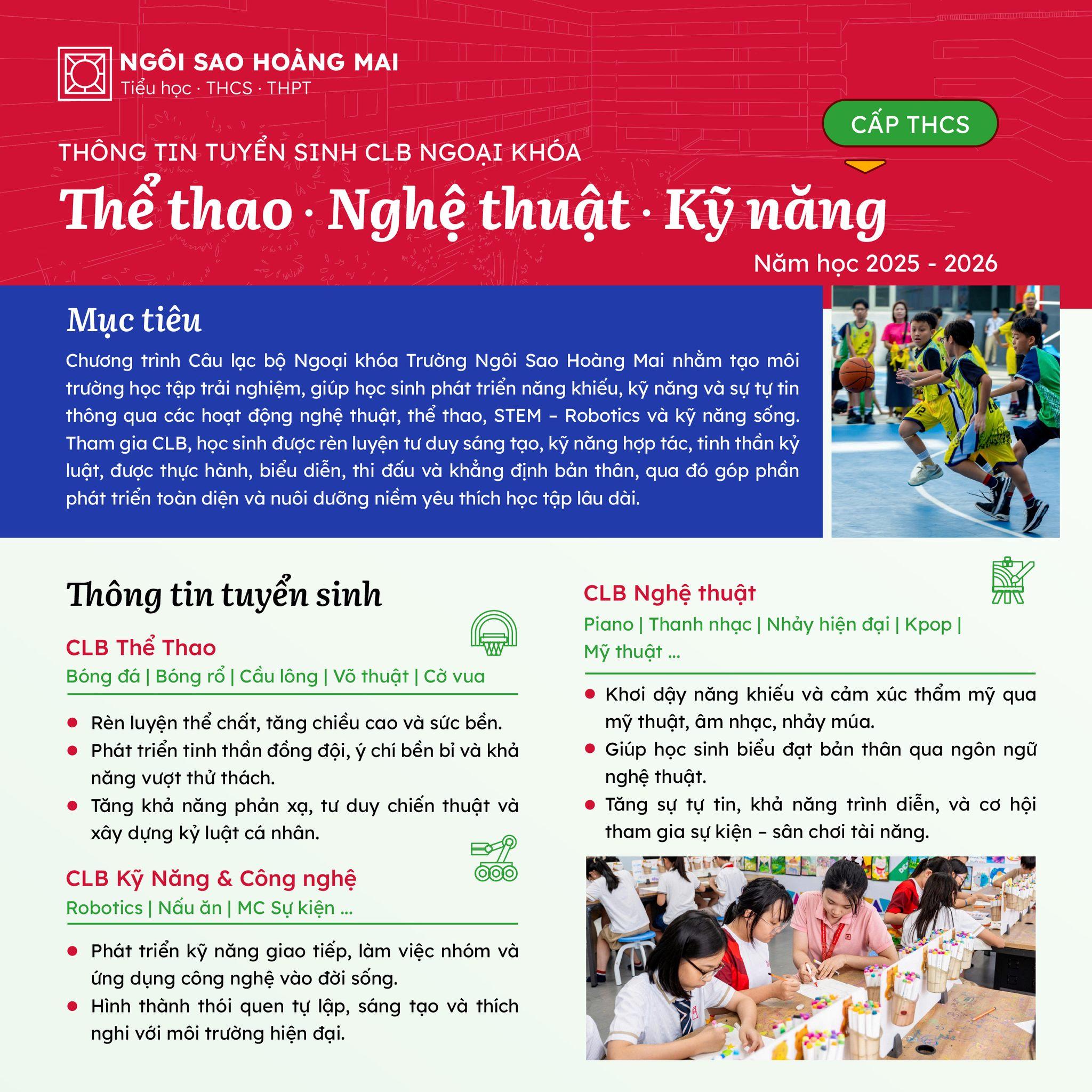 CHÍNH THỨC MỞ ĐĂNG KÝ CÂU LẠC BỘ NGOẠI KHÓA HỌC KỲ II NĂM 2025 - 2026