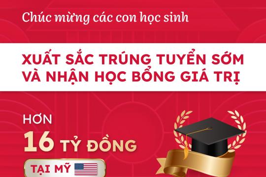 16 TỶ ĐỒNG HỌC BỔNG TỪ CÁC TRƯỜNG ĐẠI HỌC TOP ĐẦU CỦA MỸ DÀNH CHO CÁC HỌC SINH LỚP 12 TRƯỜNG NGÔI SAO HOÀNG MAI